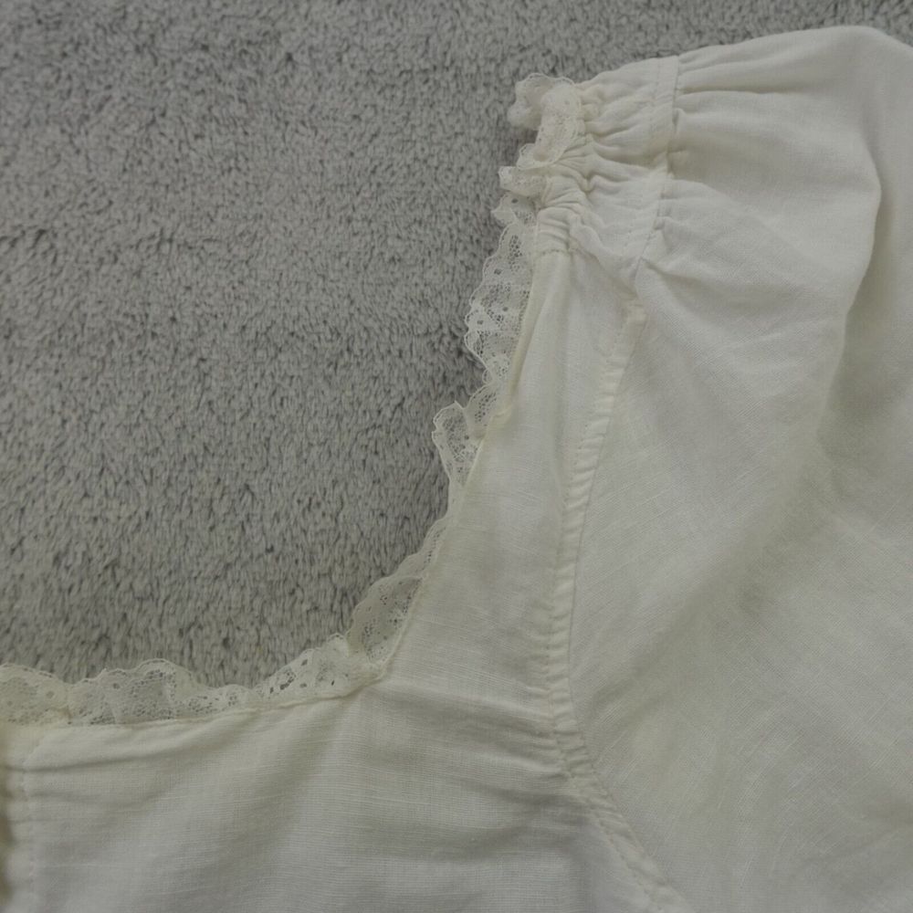 Sezane Blouse White Lace Trim Linen‎ Frances Cottagecore - Picture 11 of 16